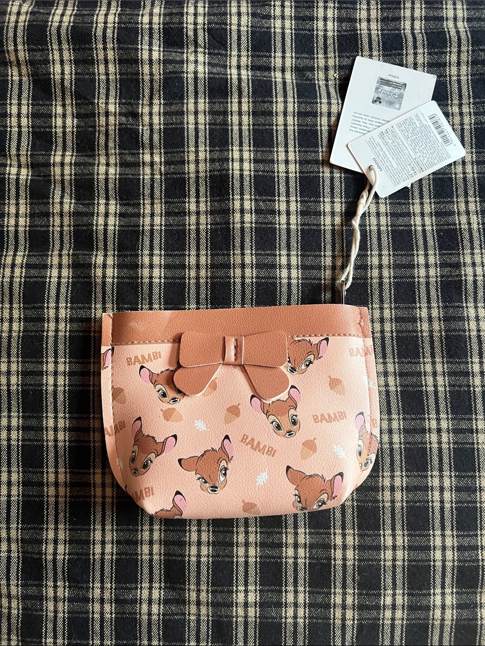 Disney Bambi Peach Pink Bow Cosmetic Pouch
